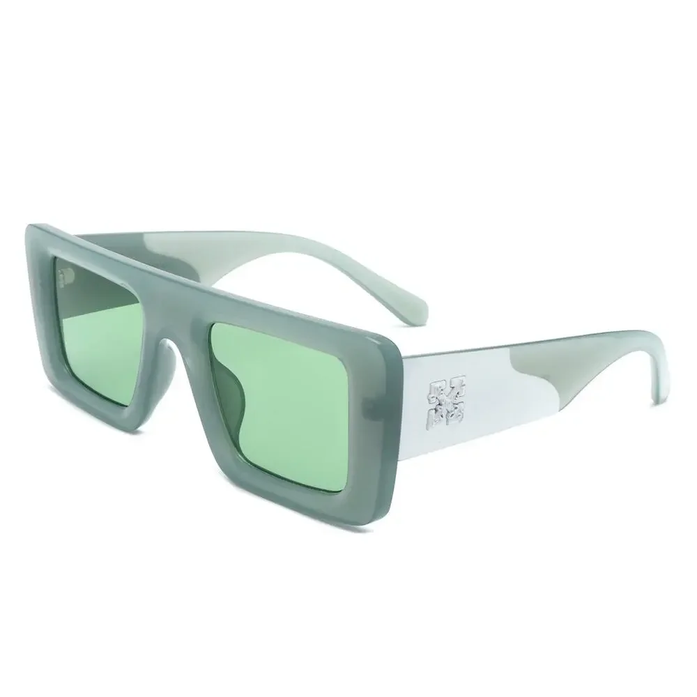 Luxury Green Square Sunglasses Unisex Classy Exotic